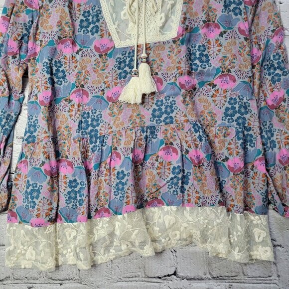 Matilda Jane Make Believe Sew Perfect Blouse Pleasant Top Purple Motif NWT Sz S - Picture 3 of 11